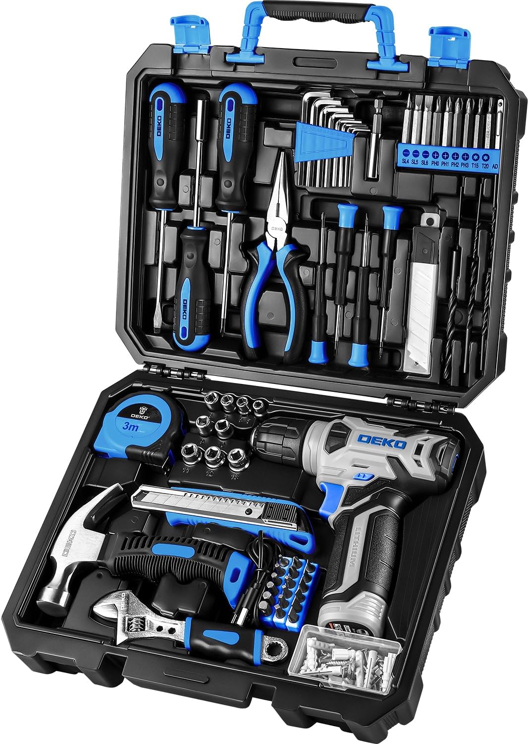 Tool Kit with 8V Cordless Drill,Tool Box with Drill,Hand Drill Set for Men & Women,Home Tool Kits for House Repair,Handyman,Diy 126 Piece