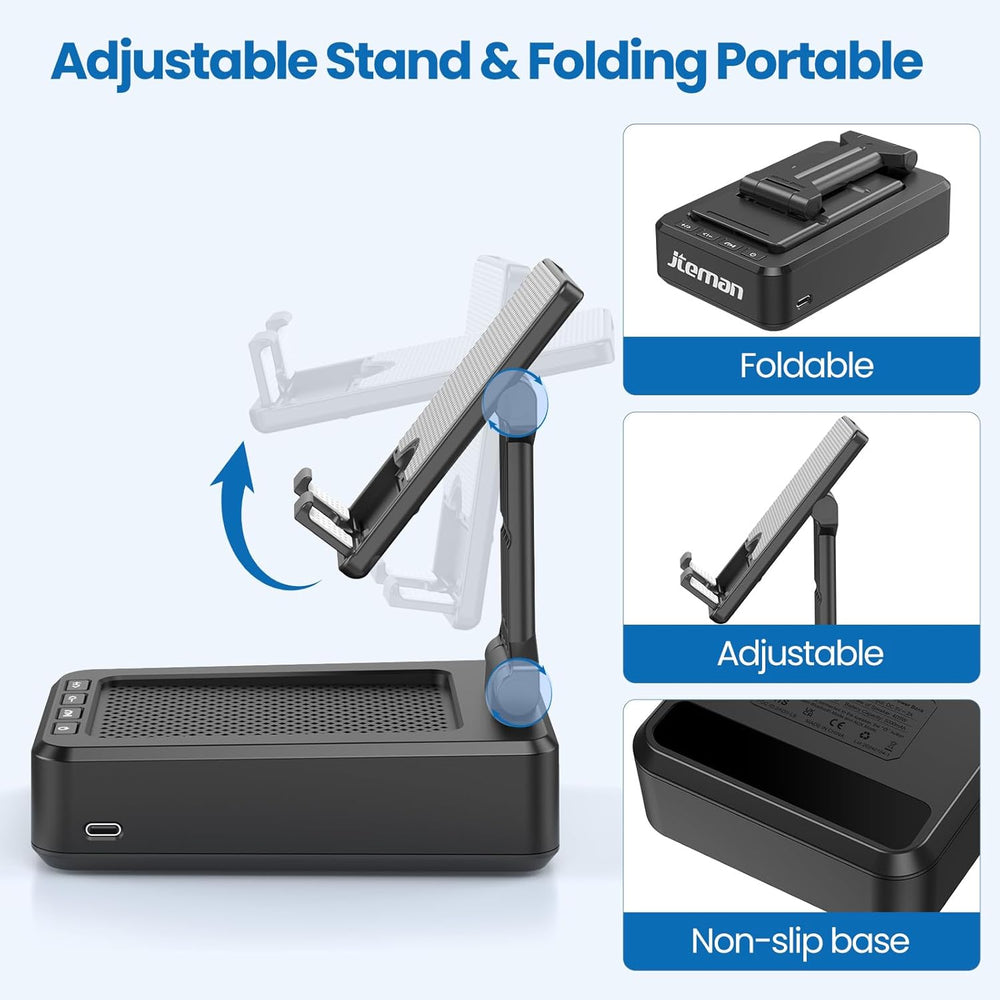 Cell Phone Stand with Bluetooth Speaker – Anti-Slip Base, HD Surround Sound, Wireless, for Home & Outdoors