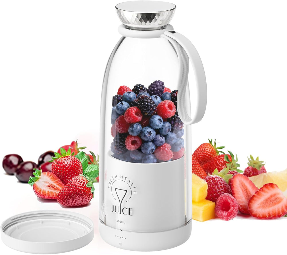 Portable Personal Blender 17oz – Rechargeable Mini Smoothie Maker with 6 Blades, USB Juicer Cup for Kitchen, Office, Travel & Camping