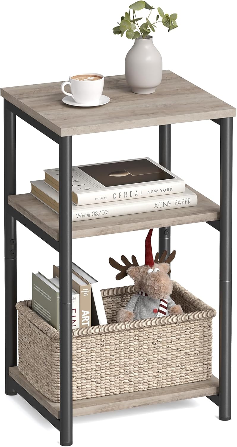 Tall Side Table Nightstand for Living Room & Bedroom