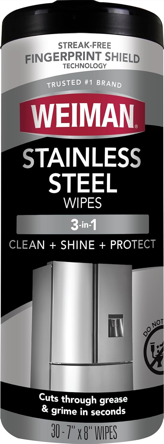 Stainless Steel Cleaner Wipes – 30 Count Polishing Wipes, Streak-Free Cleaning for Shiny Surfaces