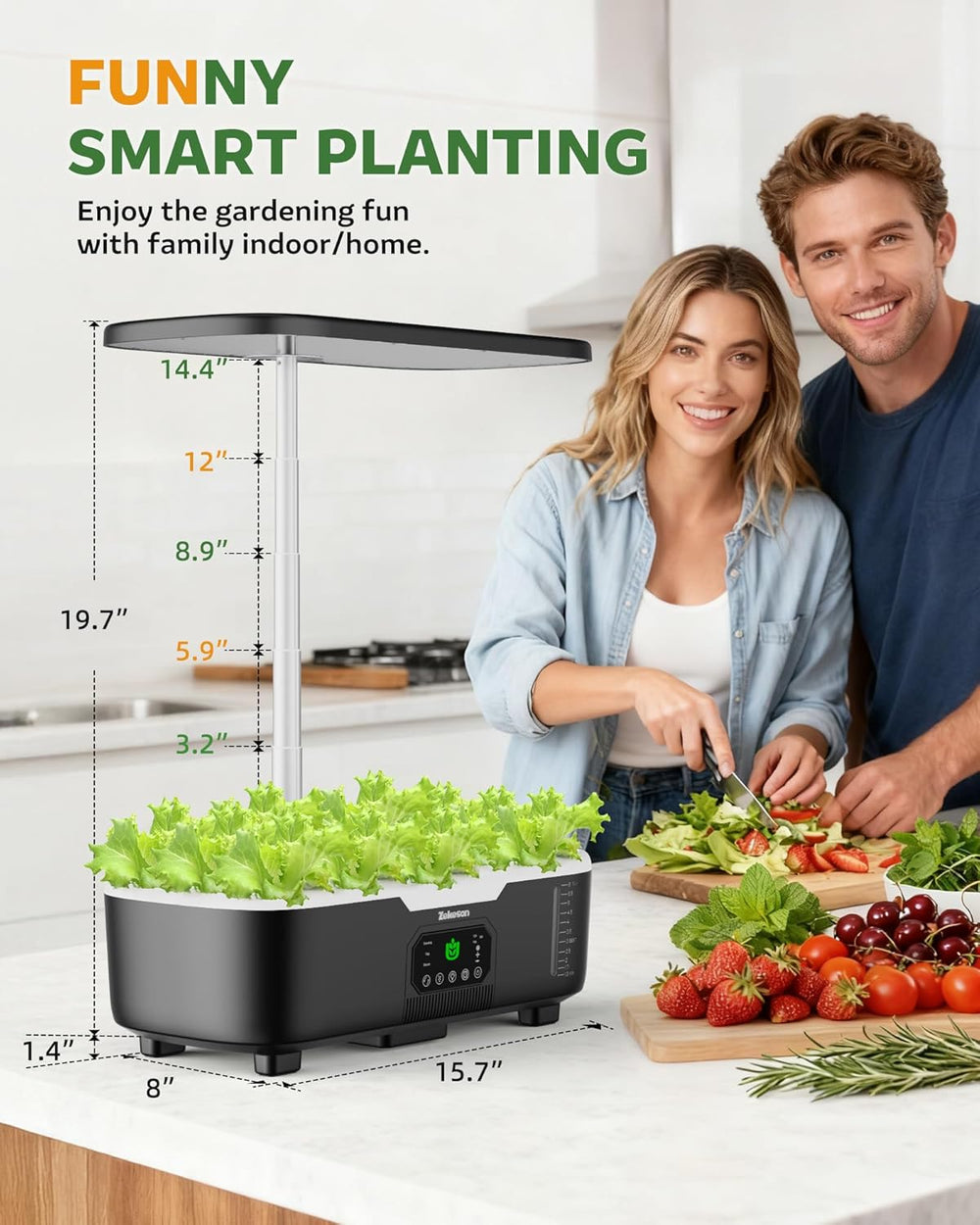 Smart Hydroponic Indoor Herb Garden – 15-Pod Misting System with 6L Tank & LCD Touch Panel