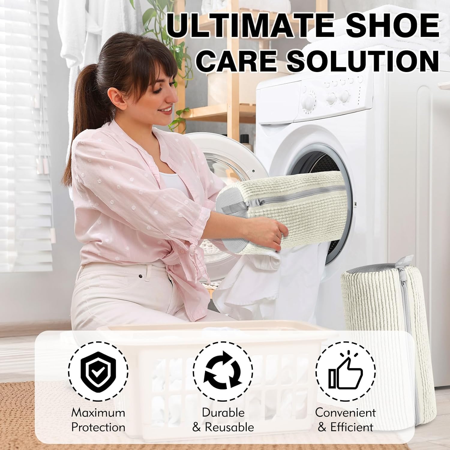 Shoe Washing Machine Bags 2-Pack – Laundry Bags for Washer & Dryer with Self-Locking Zipper