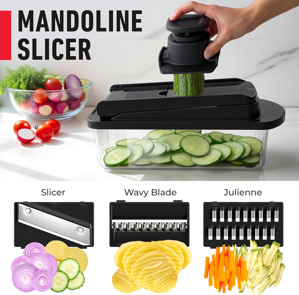 10-in-1 Vegetable Chopper & Mandoline Slicer with Container – Kitchen Essential