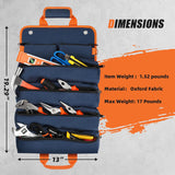Tool Bag Roll Up,  Heavy Duty Rolled Empty Tool Storage Organization, Portable Foldable Rollup Organizer with 2 Small Pouches, Rollable Carrying Toolbag, Dad Men Mechanic Birthday Gift, Blue Orange