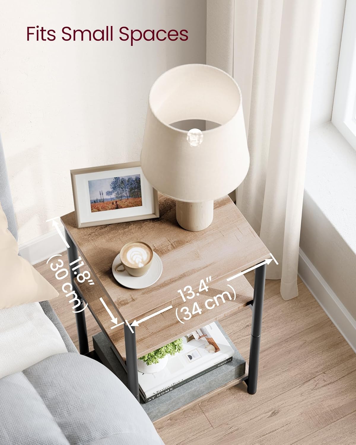 Tall Side Table Nightstand for Living Room & Bedroom
