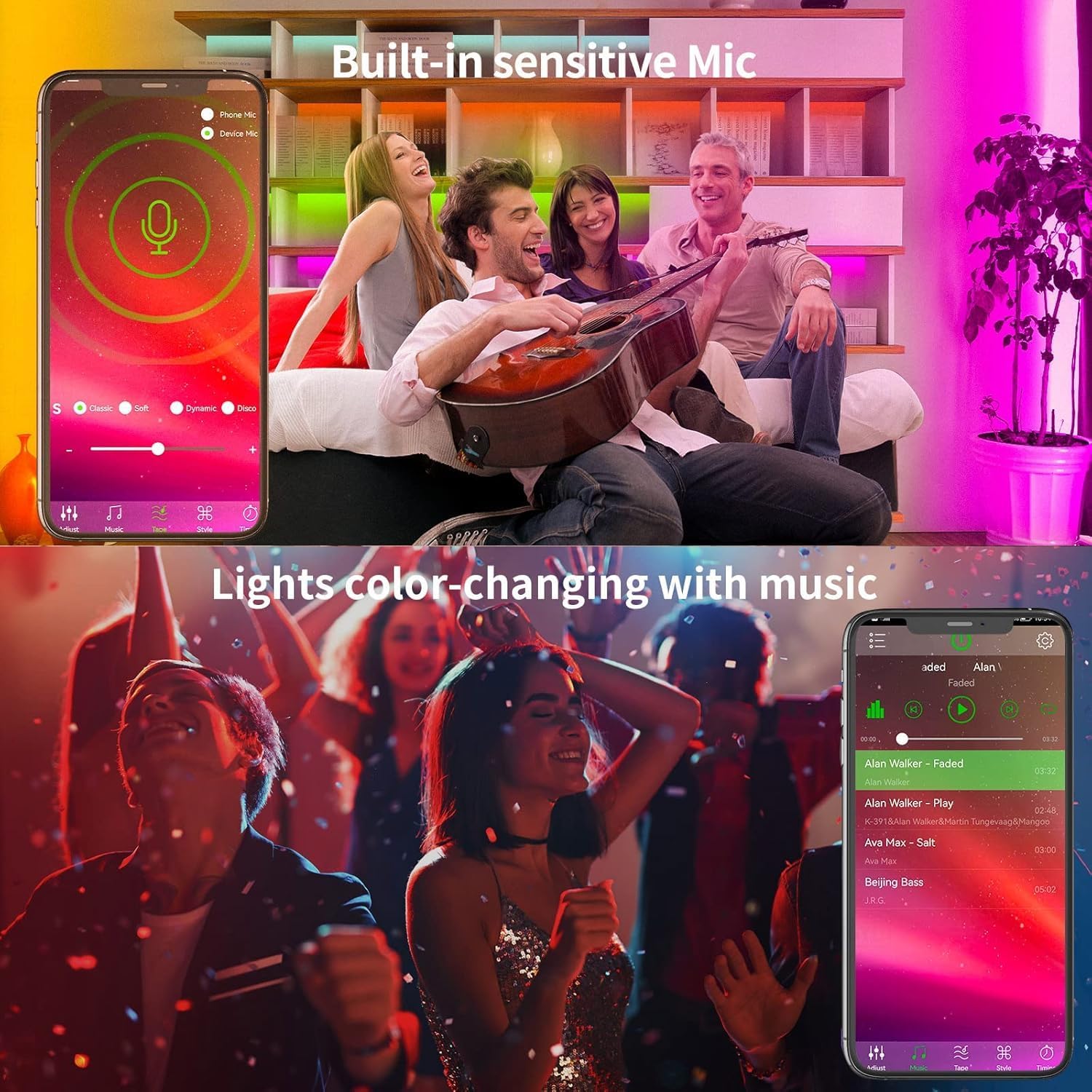Smart RGB LED Strip Lights – Color Changing Lights with Music Sync & Remote