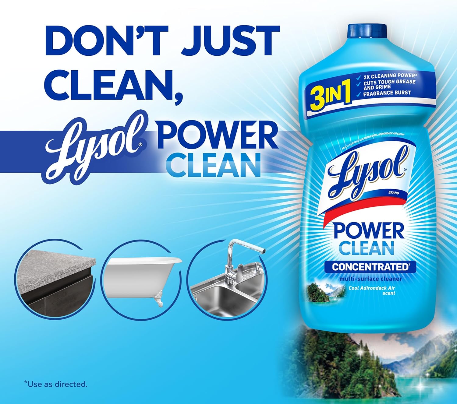 Power Clean Multi-Surface Cleaner, 2X Concentrated Pour, 28 Fl Oz