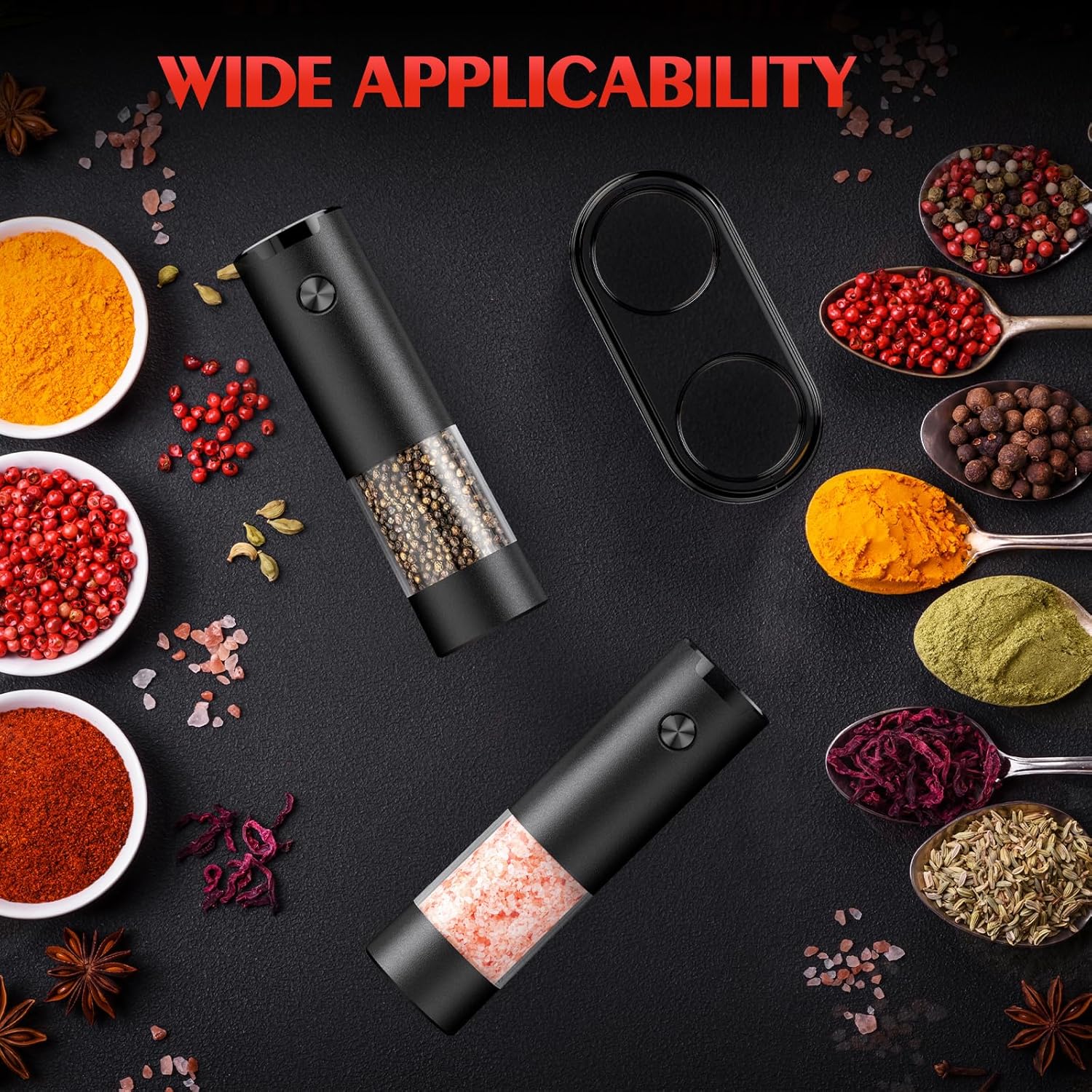 Electric Salt & Pepper Grinder Set – Automatic Adjustable Coarseness with LED Light