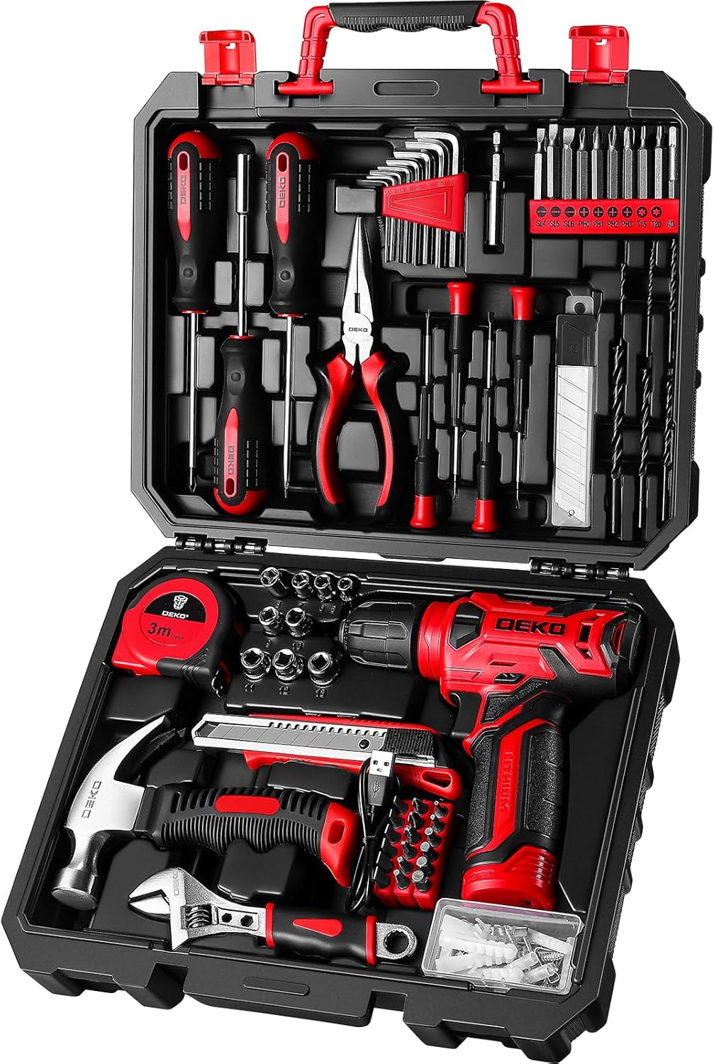 Tool Kit with 8V Cordless Drill,Tool Box with Drill,Hand Drill Set for Men & Women,Home Tool Kits for House Repair,Handyman,Diy 126 Piece