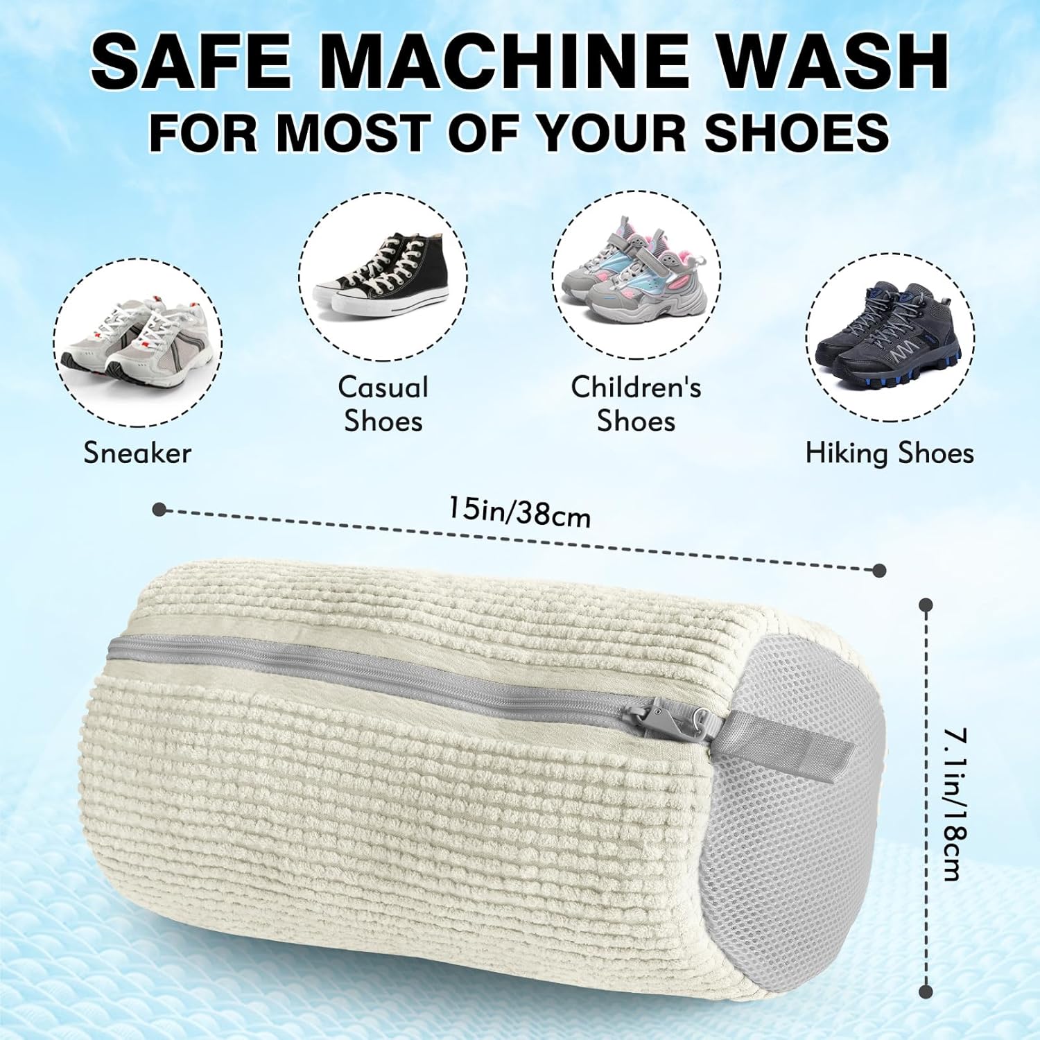 Shoe Washing Machine Bags 2-Pack – Laundry Bags for Washer & Dryer with Self-Locking Zipper