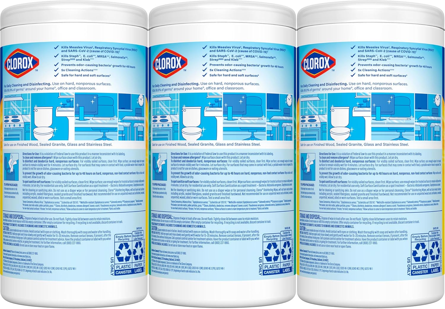 Disinfecting Cleaning Wipes Variety Pack, 75 Count Each, Pack of 3 (Package May Vary)