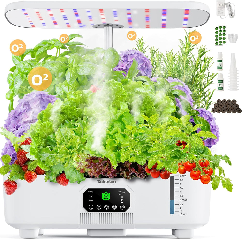 Smart Hydroponic Indoor Herb Garden – 15-Pod Misting System with 6L Tank & LCD Touch Panel