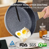 Nonstick Granite Frying Pan Set (8”, 9.5”, 11”) – Induction Compatible Skillets with Heat-Resistant Handles