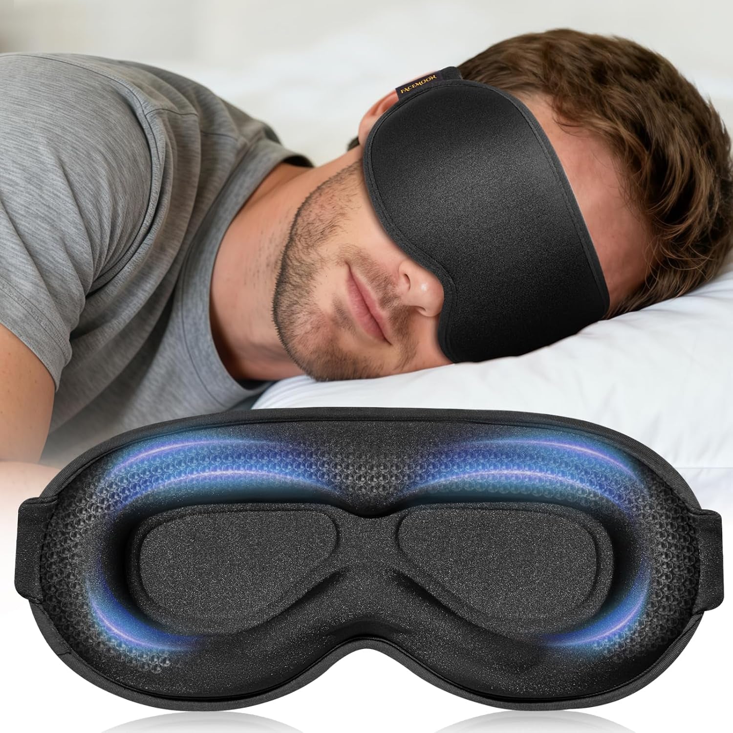 3D Blackout Sleep Mask – Weighted, Zero Pressure Eye Mask for Travel, Flights, Naps, Men & Women