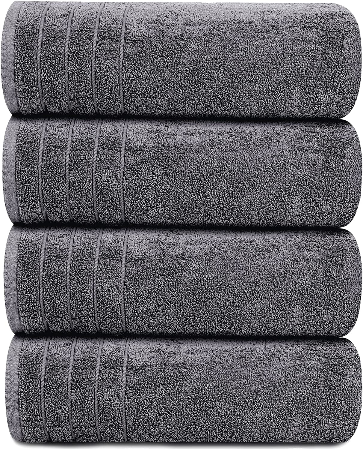 Pack of 4 Extra Large Bath Towels 30 X 60 Inches, 100% Cotton, Larger & Lighter Weight, Quicker to Dry, Super Soft and Absorbent, Perfect for Bathroom, Dark Grey