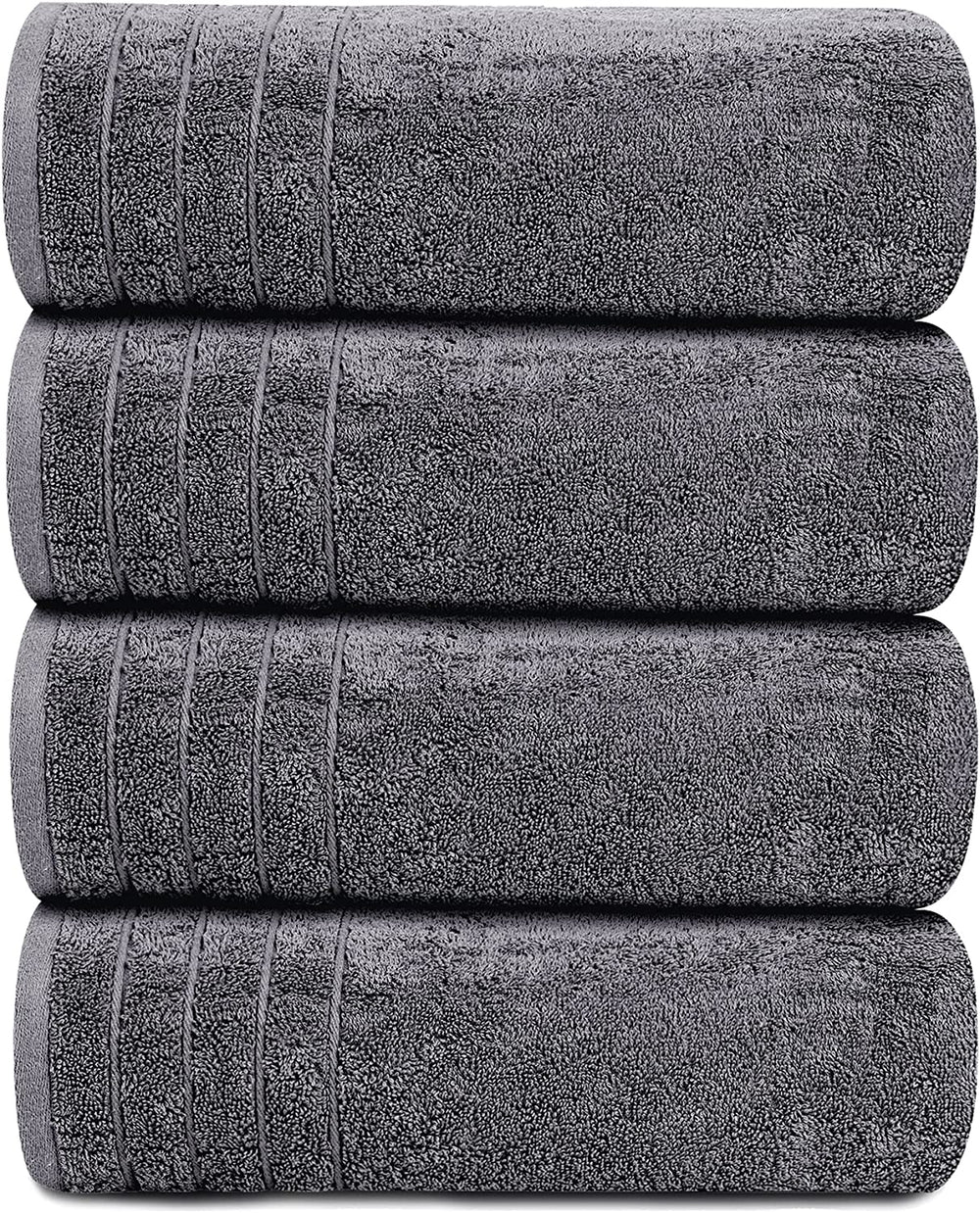 Pack of 4 Extra Large Bath Towels 30 X 60 Inches, 100% Cotton, Larger & Lighter Weight, Quicker to Dry, Super Soft and Absorbent, Perfect for Bathroom, Dark Grey