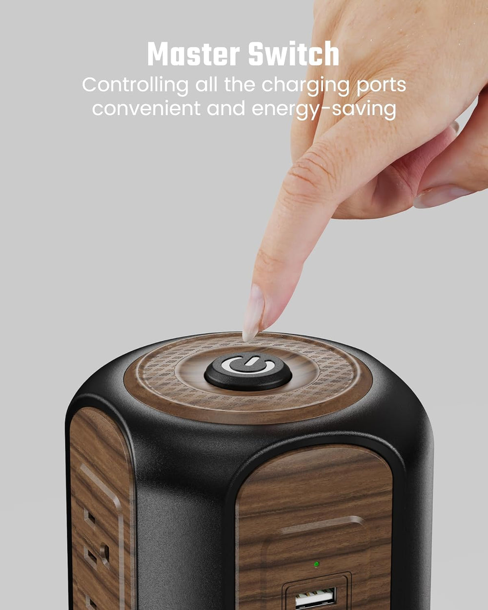 Power Strip Tower with Surge Protection – 9 Outlets & 4 USB Ports, 10 ft Cord